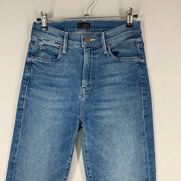 Mother Women Jeans 24 Blue Denim The Stunner Two Step Fray Runaway Train 27" - Picture 3 of 11